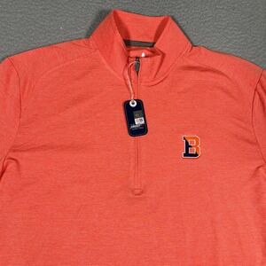 Johnnie O Shirt Mens Medium Orange Striped 1/4 Zip Pullover Golf Performance NWT